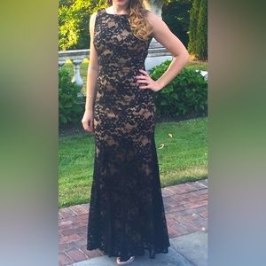 Black Mesh Lace Gown